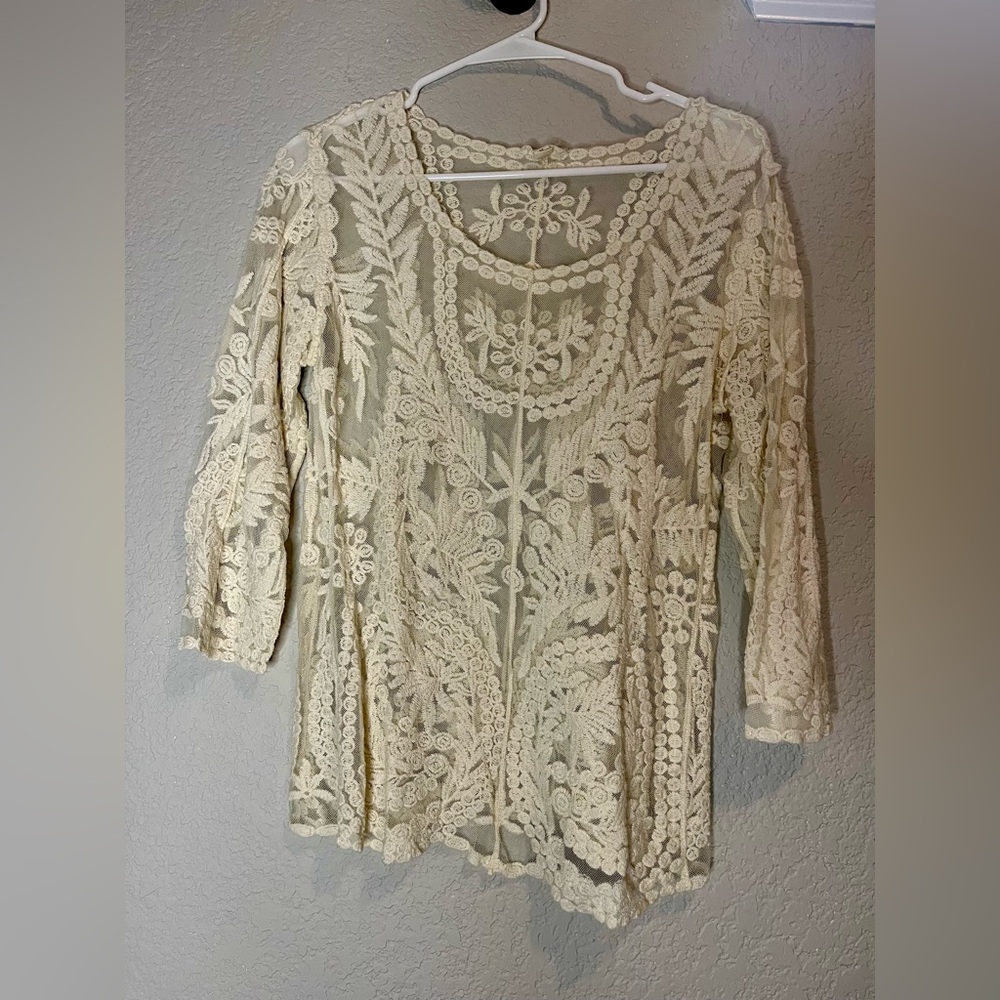Adiva White Lace Blouse M